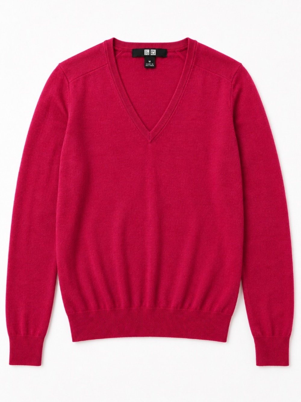 Uniqlo 100% Merino Wool V Neck Sweater Pink Size Medium